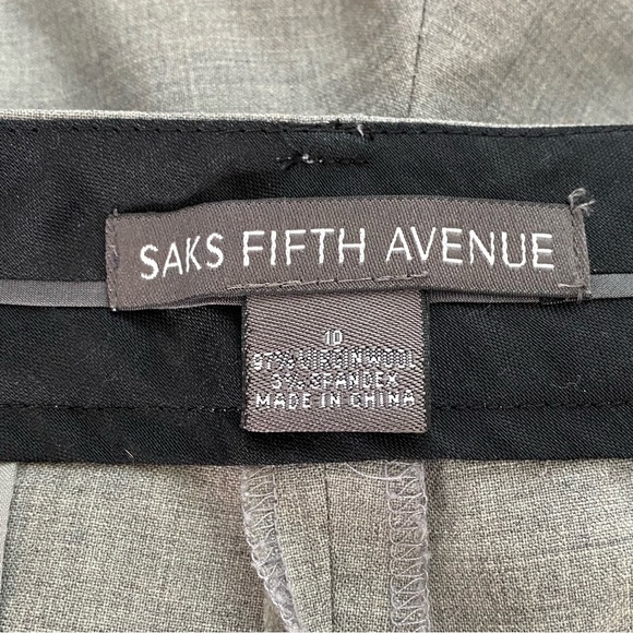 Saks Fifth Avenue Grey Virgin Wool Alexandra Fit Pants - Picture 7 of 8